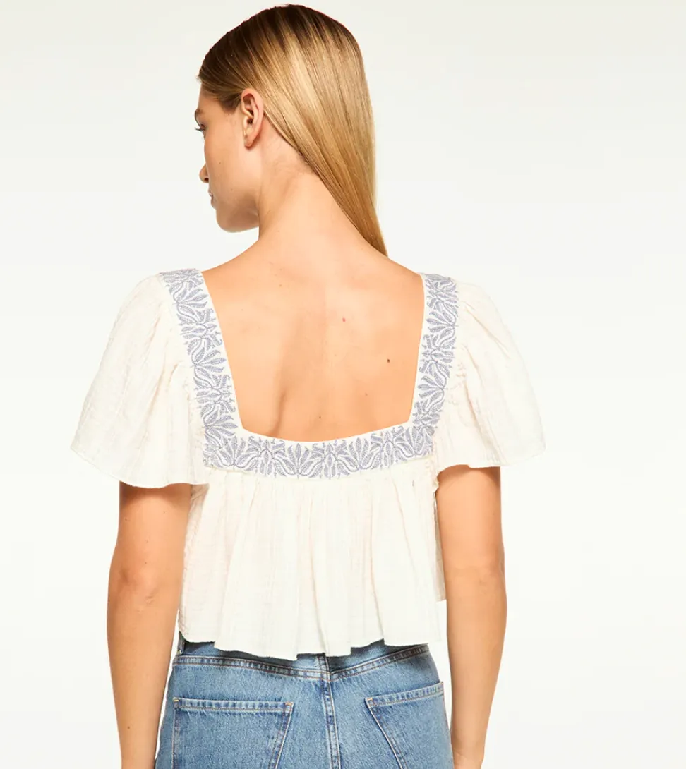 Anju Top Ivory Embroidered