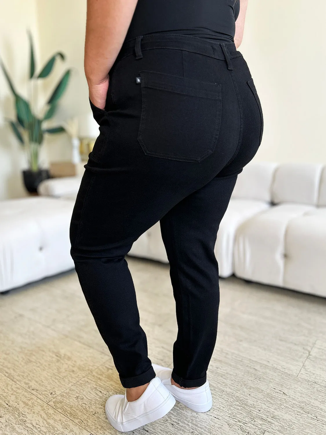 Brenna Judy Blue Full Size High Waist Double Roll Cuff Jeans
